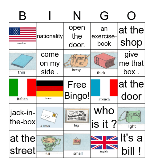 3L1-L19-26 with pictures Bingo Card