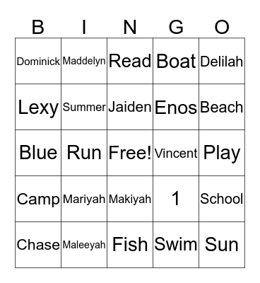 Enos Scope Bingo Card