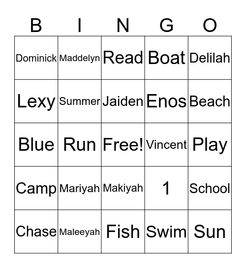 Enos Scope Bingo Card