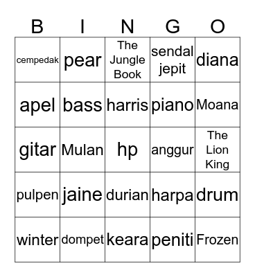 Bingonya Ine Bingo Card