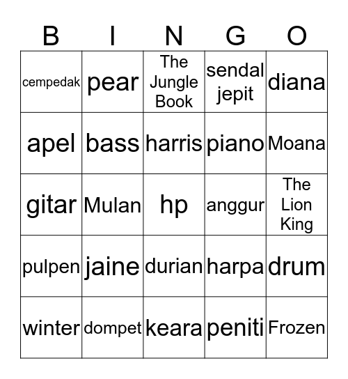 Bingonya Ine Bingo Card