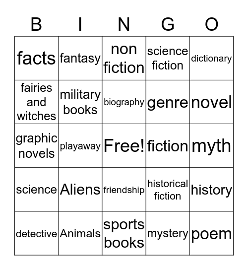 Genre Bingo Card