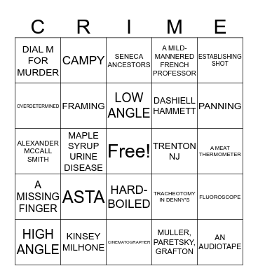 CRIME FICTION Bingo Card