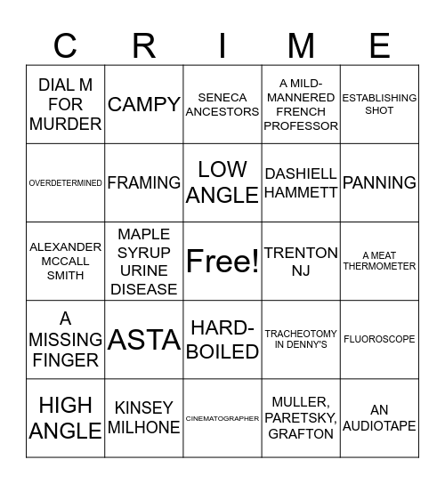 CRIME FICTION Bingo Card