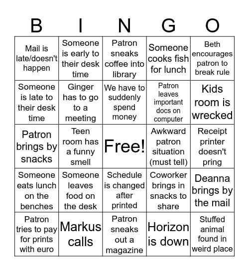 Round 2  Bingo Card