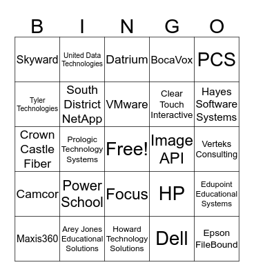 Vendor Social Bingo Card