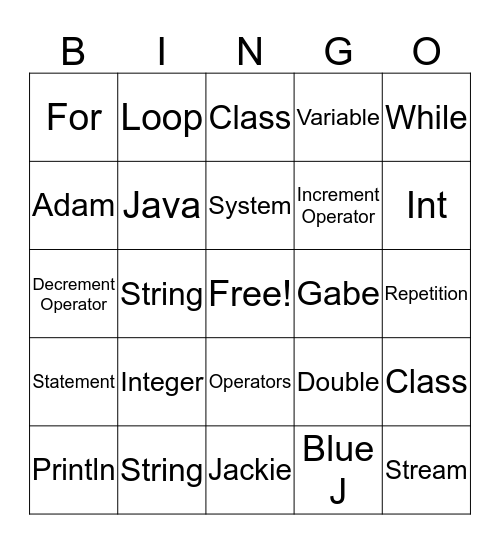 BINGO Card