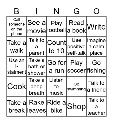 Coping Skills Bingo! Bingo Card