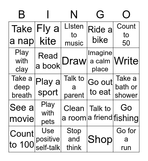 Coping Skills Bingo! Bingo Card