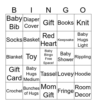 Keepsake Baby Shower Bingo Card