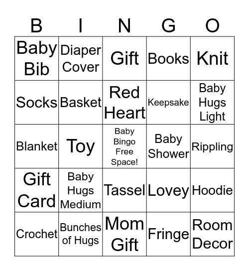 Keepsake Baby Shower Bingo Card