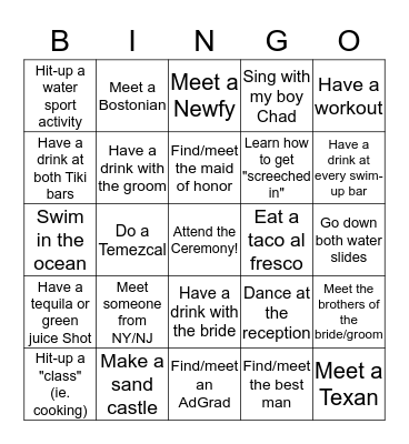 #DoodyFree Wedding Bingo Card