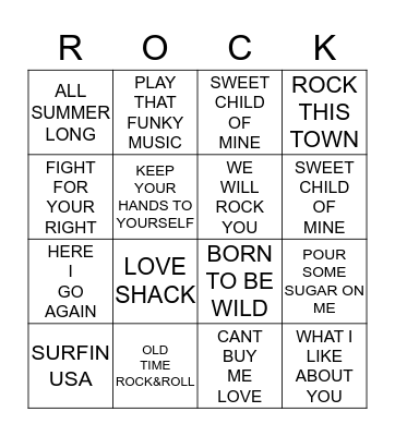 ROCKIN BINGO Card