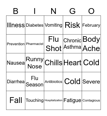 Flu Season Bingo Card