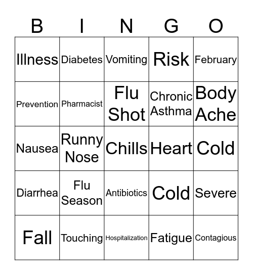 Flu Season Bingo Card