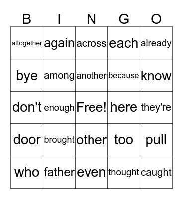 Red Word Bingo-F3 Bingo Card