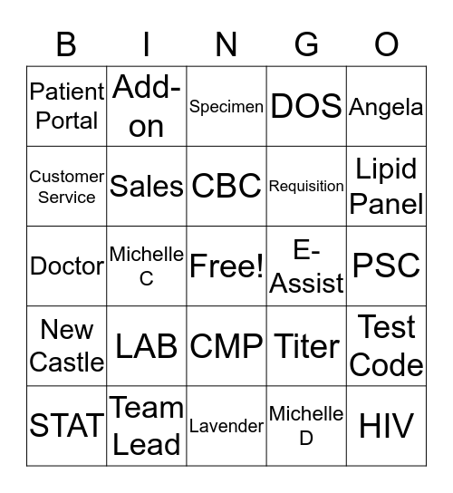 LAB WEEK BINGO Card