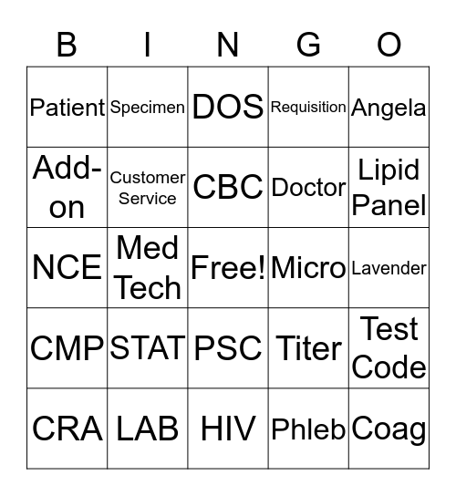 LAB WEEK BINGO Card