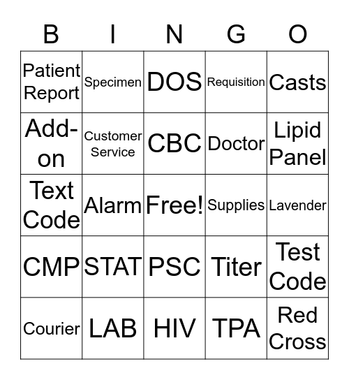 LAB WEEK BINGO Card