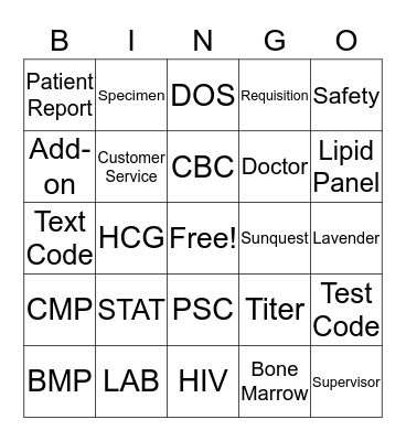 LAB WEEK BINGO Card