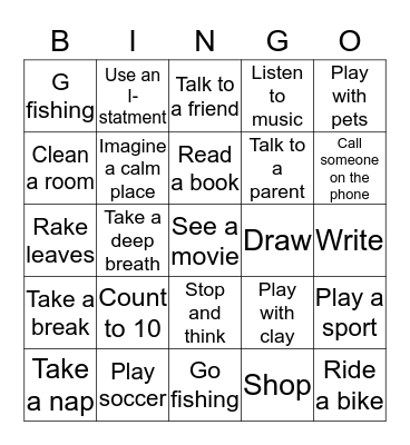 Coping Skills Bingo! Bingo Card