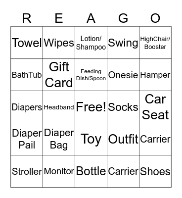 Vicky's Baby Shower Bingo Card