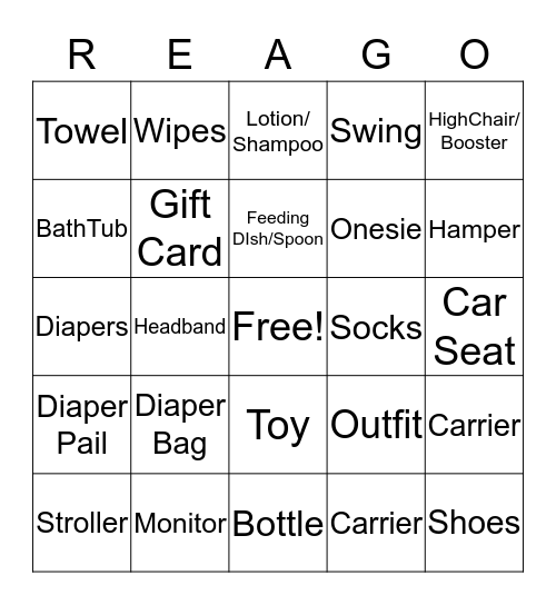 Vicky's Baby Shower Bingo Card