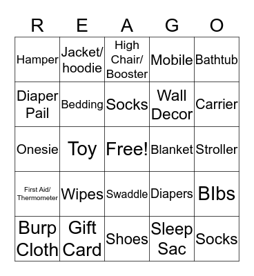 Vicky's Baby Shower Bingo Card