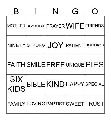 THELMA BINGO Card