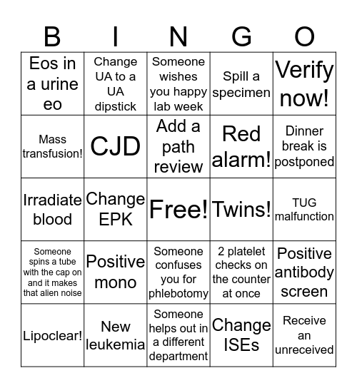 Lab Week Bingo! Bingo Card