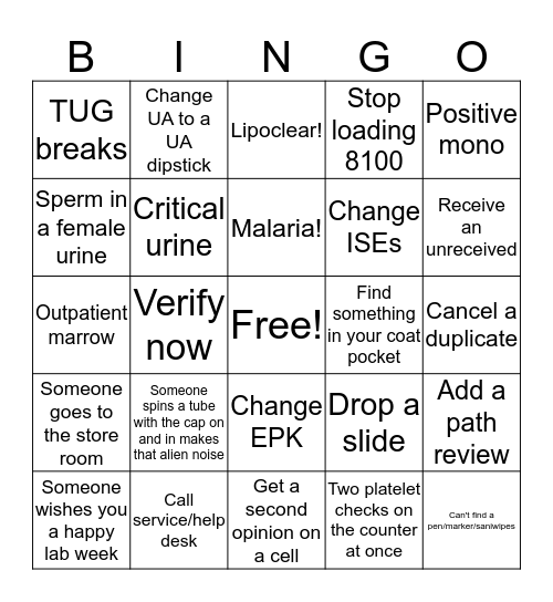 Lab Week Bingo! Bingo Card