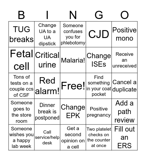 Lab Week Bingo! Bingo Card