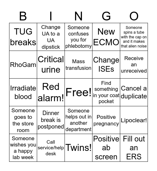 Lab Week Bingo! Bingo Card