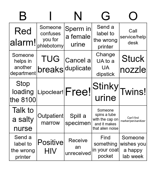 Lab Week Bingo! Bingo Card