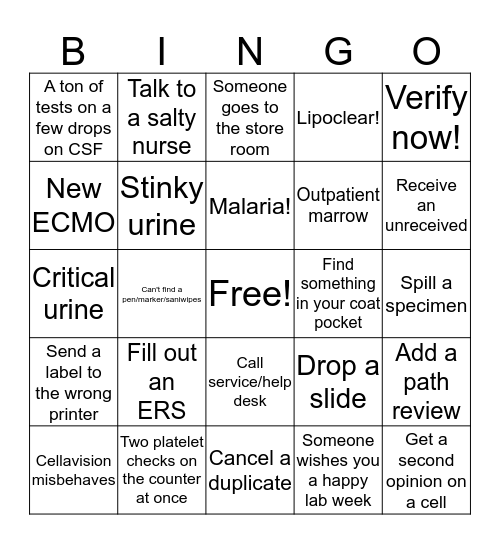 Lab Week Bingo! Bingo Card