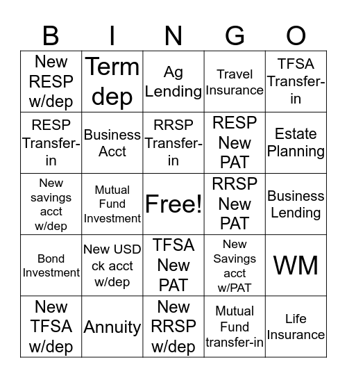 Referral Bingo Card