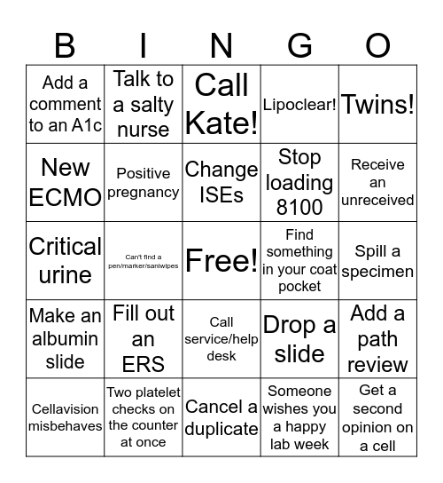 Lab Week Bingo! Bingo Card