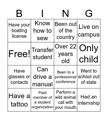 NRM 390 Bingo Card