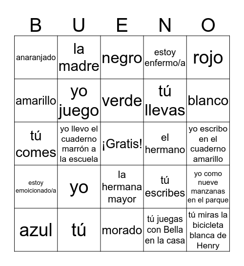 3rd bueno Bingo Card