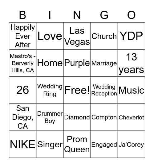 BINGO!  Bingo Card