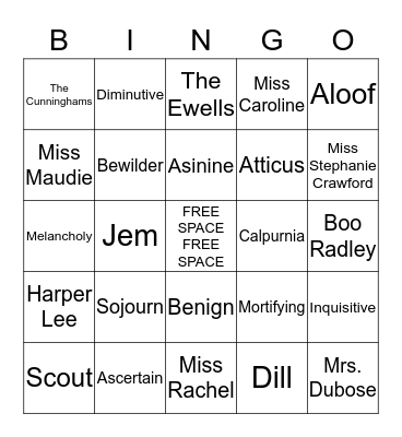 Vocab/TKAM BINGO Card