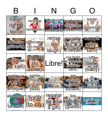 Spanish Vocab 4B Bingo #2 Bingo Card