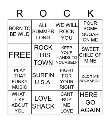 ROCKIN BINGO Card