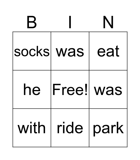 LLI Tricky Word Bingo Card