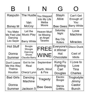 Retail Therapy Tours - Music Bingo Card