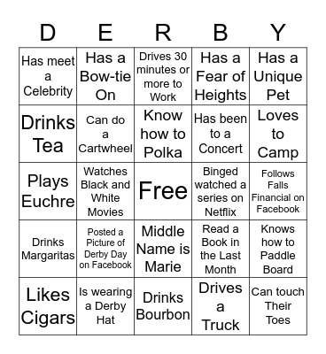 DERBY DAY BINGO Card