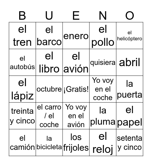 2nd abril - transporte Bingo Card