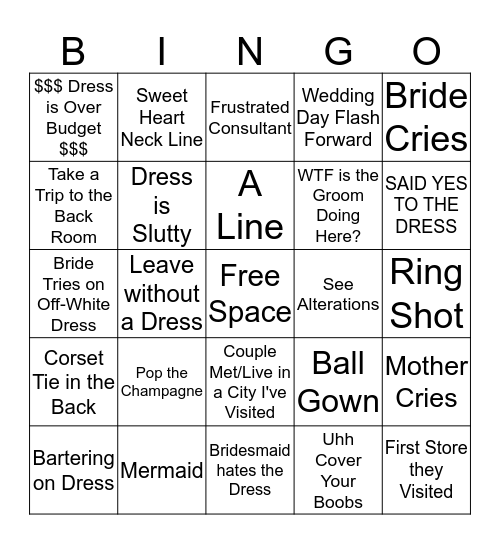 Margot's Bachelorette Bingo! Bingo Card