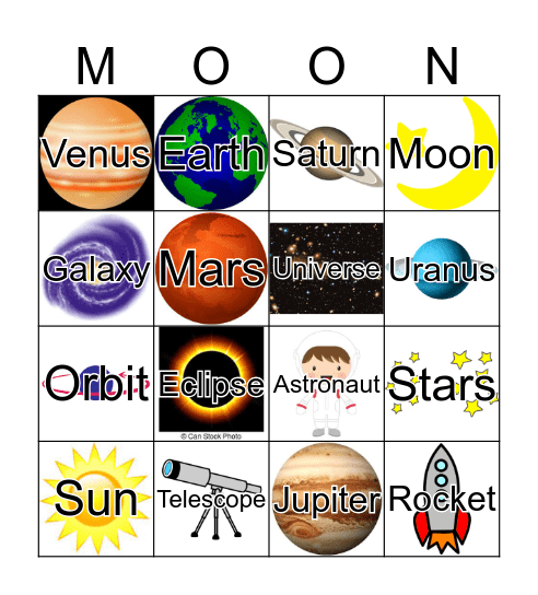 SPACE BINGO Card