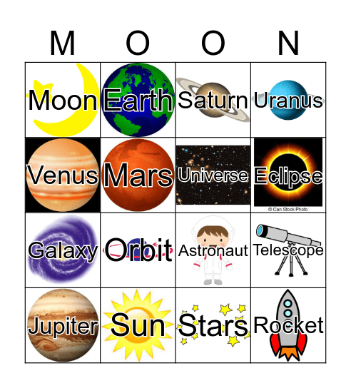 SPACE BINGO Card